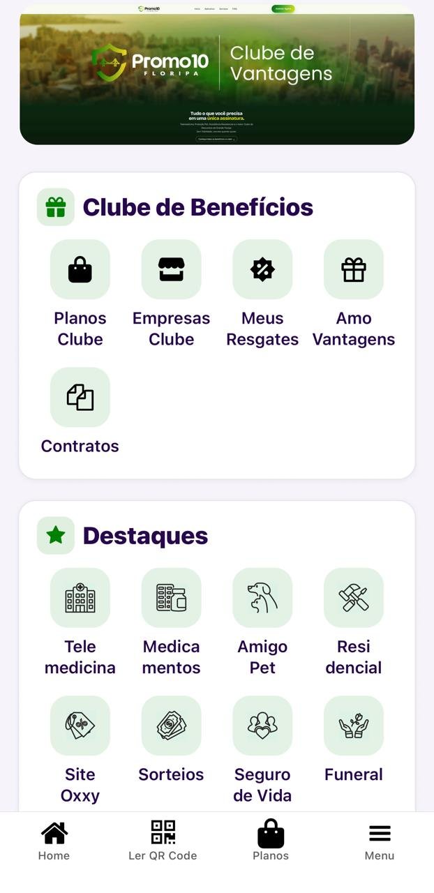 Tela do aplicativo Promo10 Floripa — Clube de Vantagens